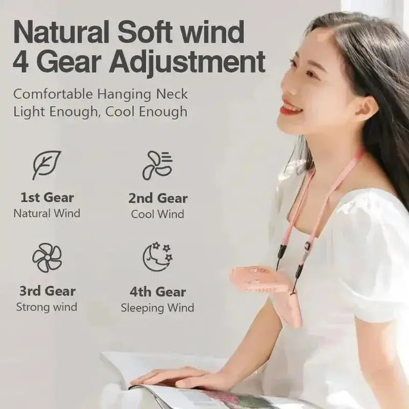 Portable Neck Hanging Folding Air Cooling Fan None