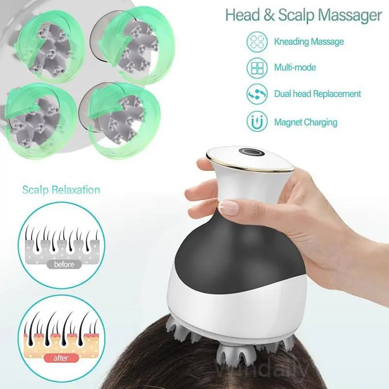 Wireless Electric Scalp Massager For Hair Growth Head Stress None