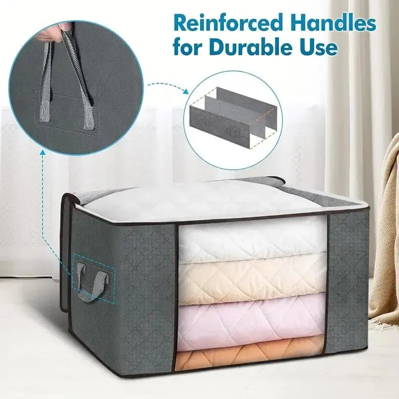 Non-Woven Blanket and Clothes Organizer With Zipper None