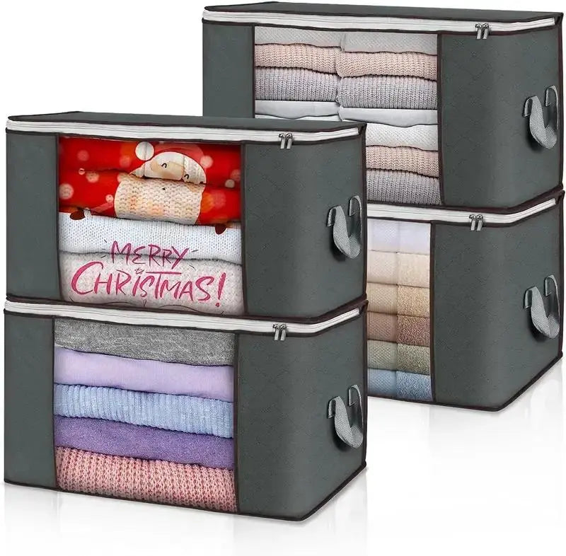 Non-Woven Blanket and Clothes Organizer With Zipper None