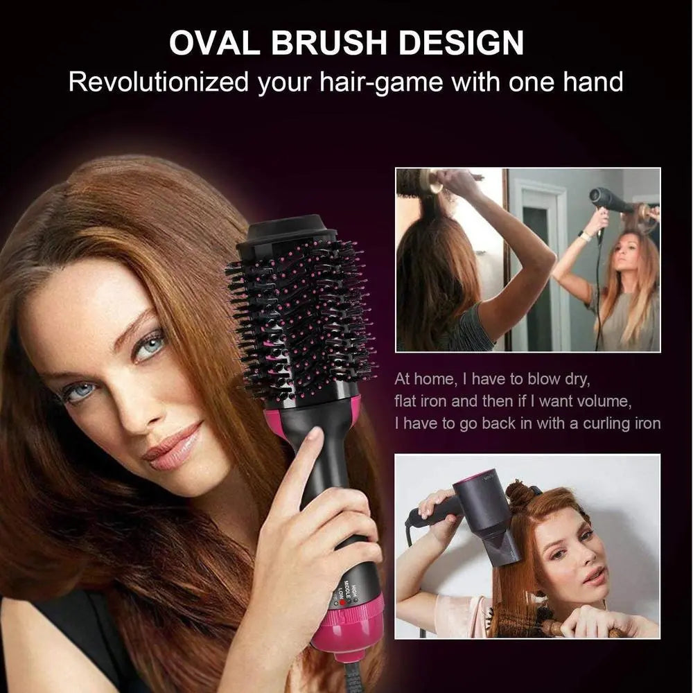 One Step Hair Dryer and Volumizer Round Hot Air Brush None