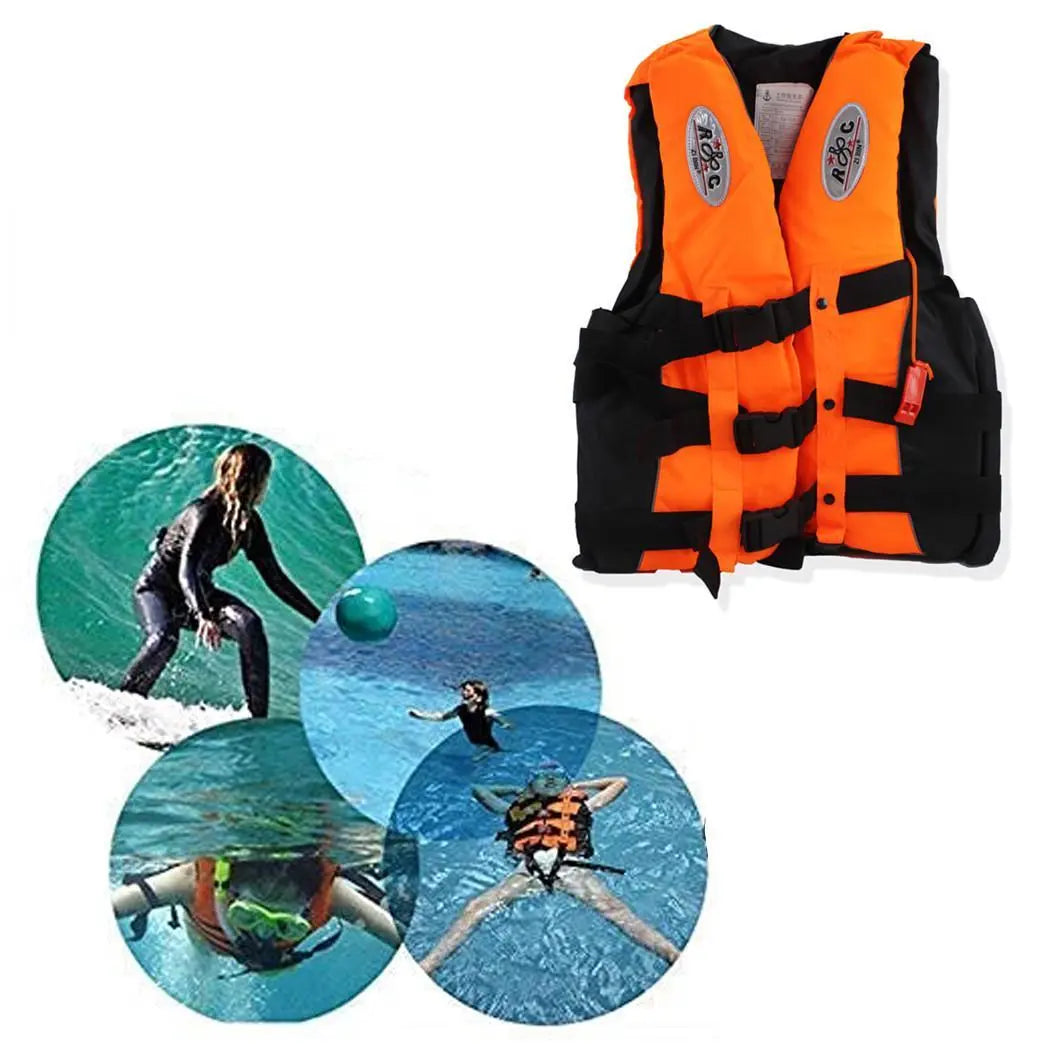 Adult Large Size Swim Jacket High Visibility 3 Belt Swim Vest with Reflecting Tape - 46 x 54cm None