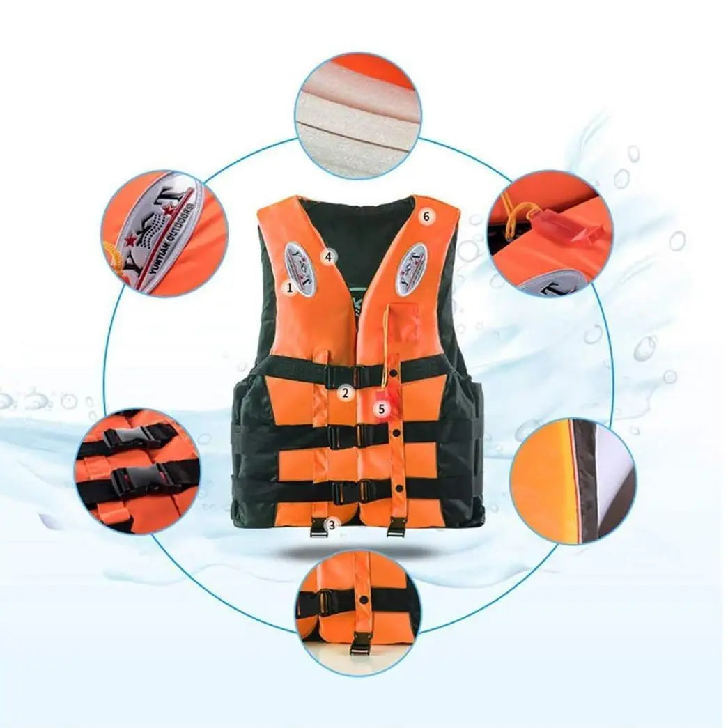 Adult Large Size Swim Jacket High Visibility 3 Belt Swim Vest with Reflecting Tape - 46 x 54cm None