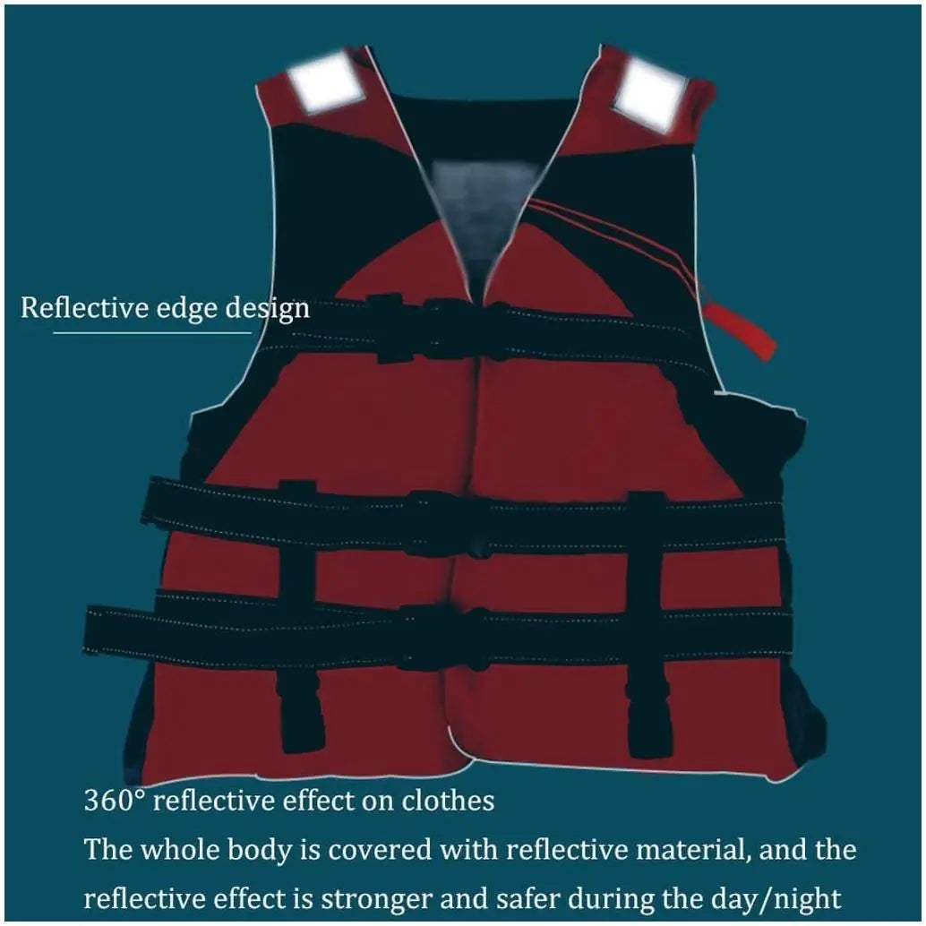 Adult Large Size Life Jacket 3 Belt  with Whistle, Children Life Vest for Swimming, Boatin - 48 x 56 None