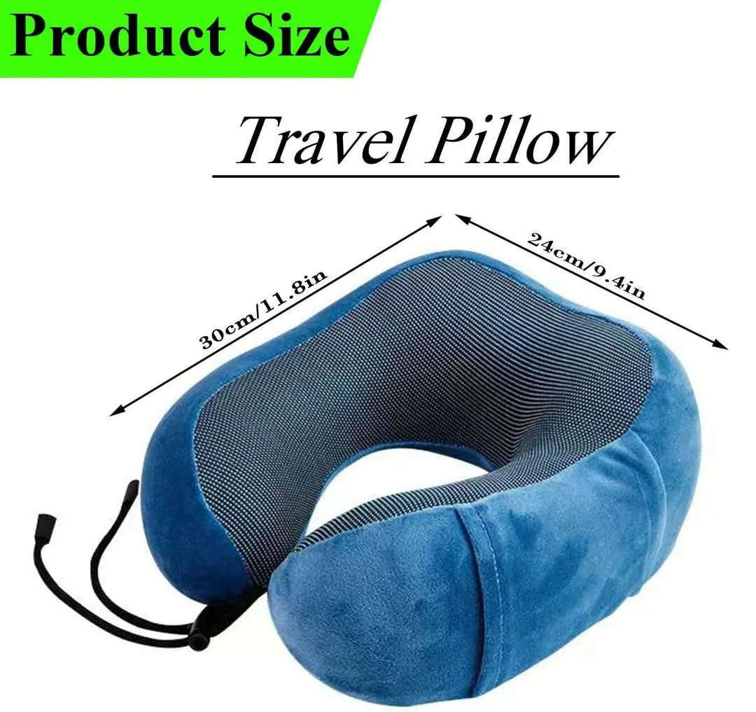 Travel Neck Pillow Memory Foam, Perfect for Car and Airplane Travel - 30 x 24cm None