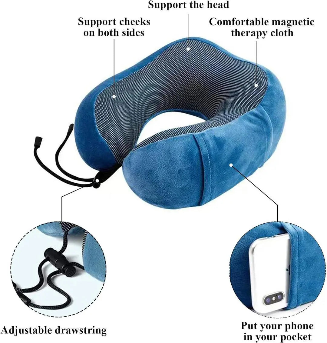 Travel Neck Pillow Memory Foam, Perfect for Car and Airplane Travel - 30 x 24cm None