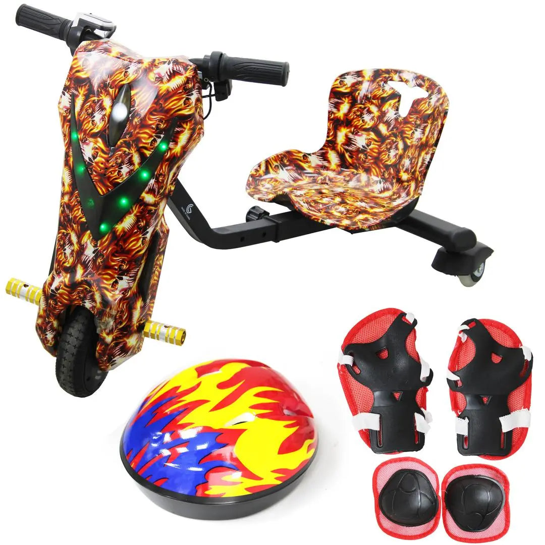 Drifting Electric Scooter for Kids & Adults - 350W Motor, 36V Battery, Bluetooth, Safety Gear, 6 & 8 Leaders