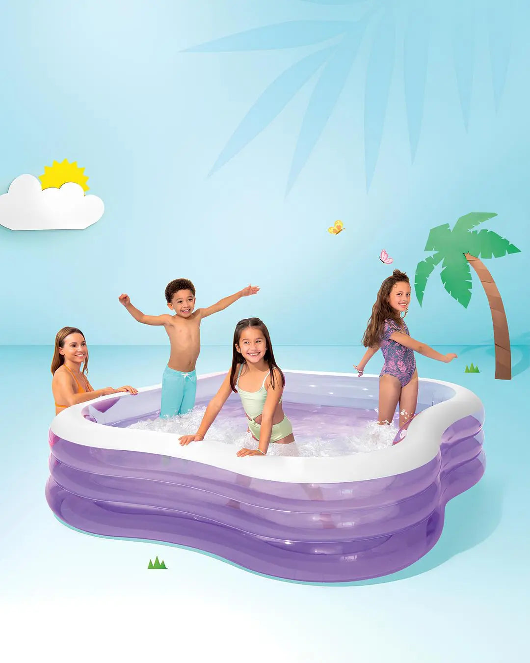 Inflatable Portable Lightweight Non-Toxic Beach Wave Swim Center Pool For Kids INTEX