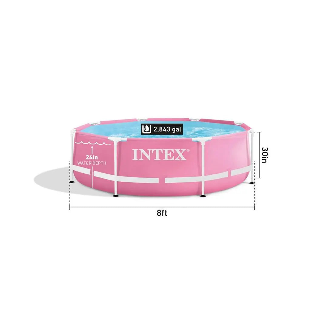 Pink Metal Frame Above Ground Pool - 8ft x 30-Inch INTEX