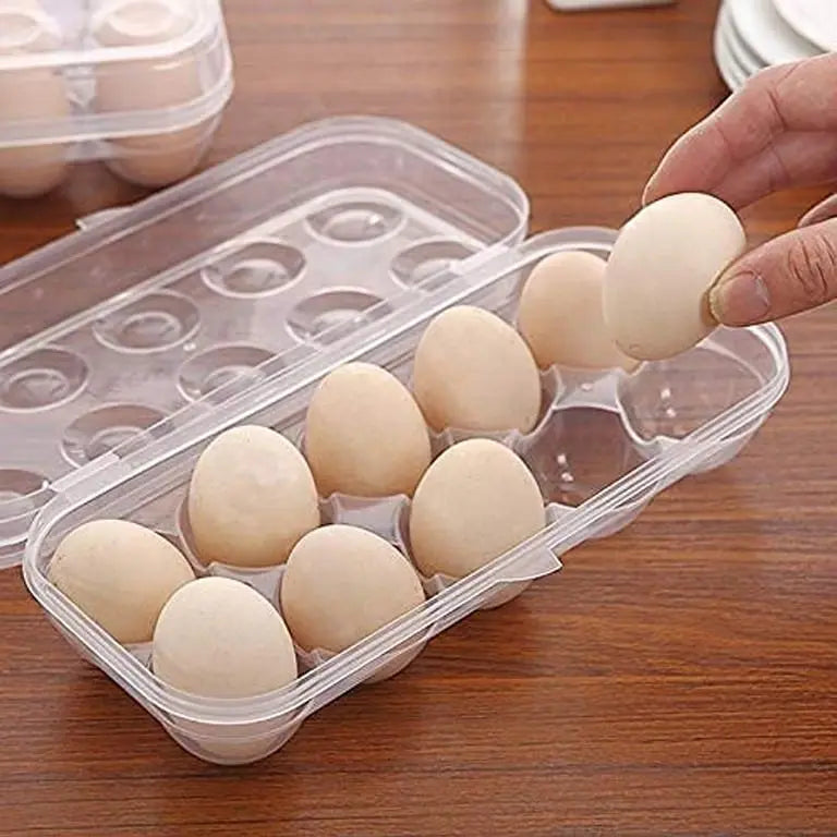 Portable Plastic Refrigerator Egg Container 10 Section Standard Size Egg Holder Fridge Tray None