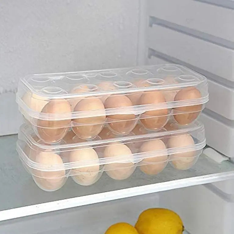 Portable Plastic Refrigerator Egg Container 10 Section Standard Size Egg Holder Fridge Tray None