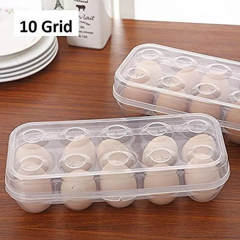 Portable Plastic Refrigerator Egg Container 10 Section Standard Size Egg Holder Fridge Tray None