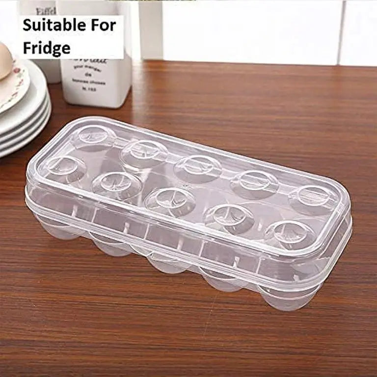 Portable Plastic Refrigerator Egg Container 10 Section Standard Size Egg Holder Fridge Tray None