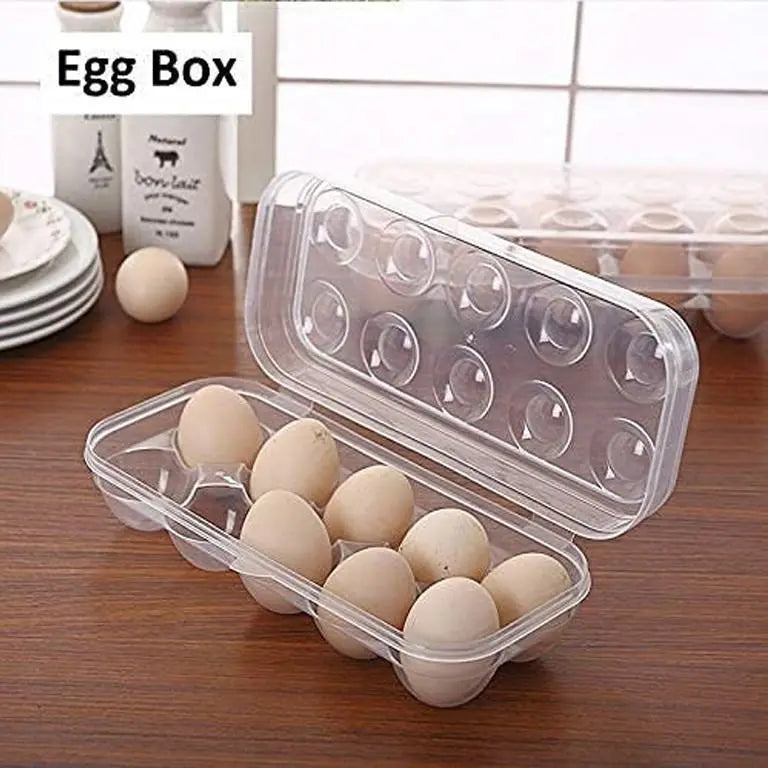 Portable Plastic Refrigerator Egg Container 10 Section Standard Size Egg Holder Fridge Tray None