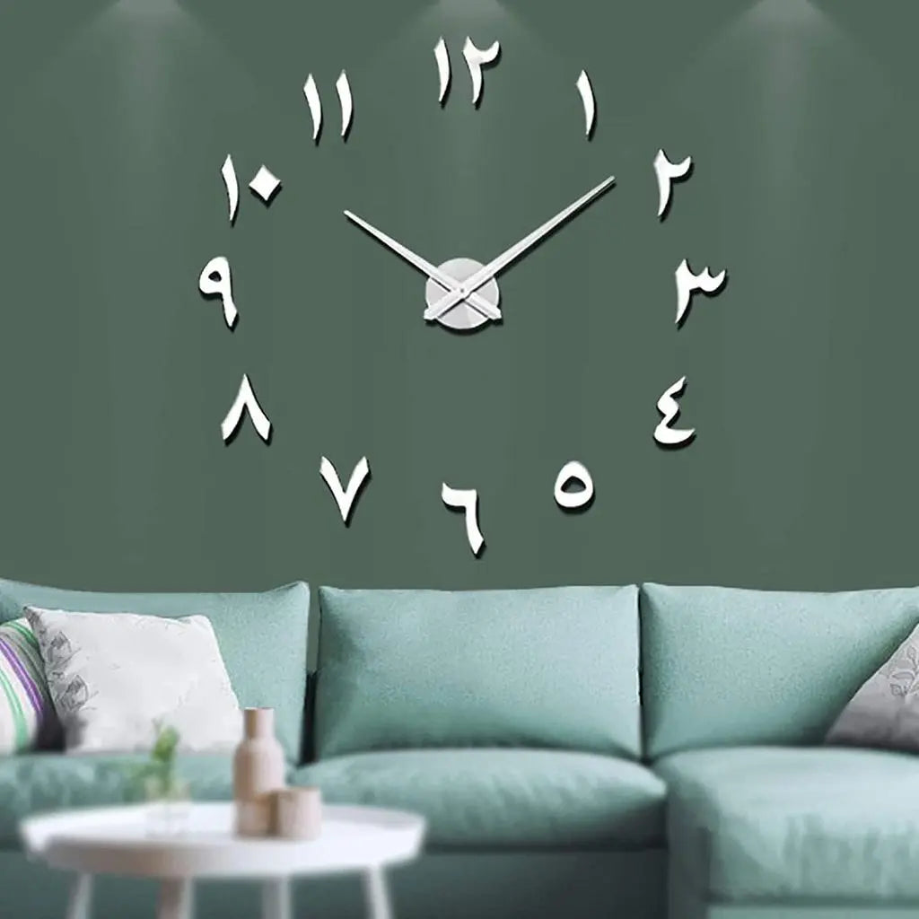 Large DIY Wall Clock Modern 3D Wall Clock With Arabic Number None