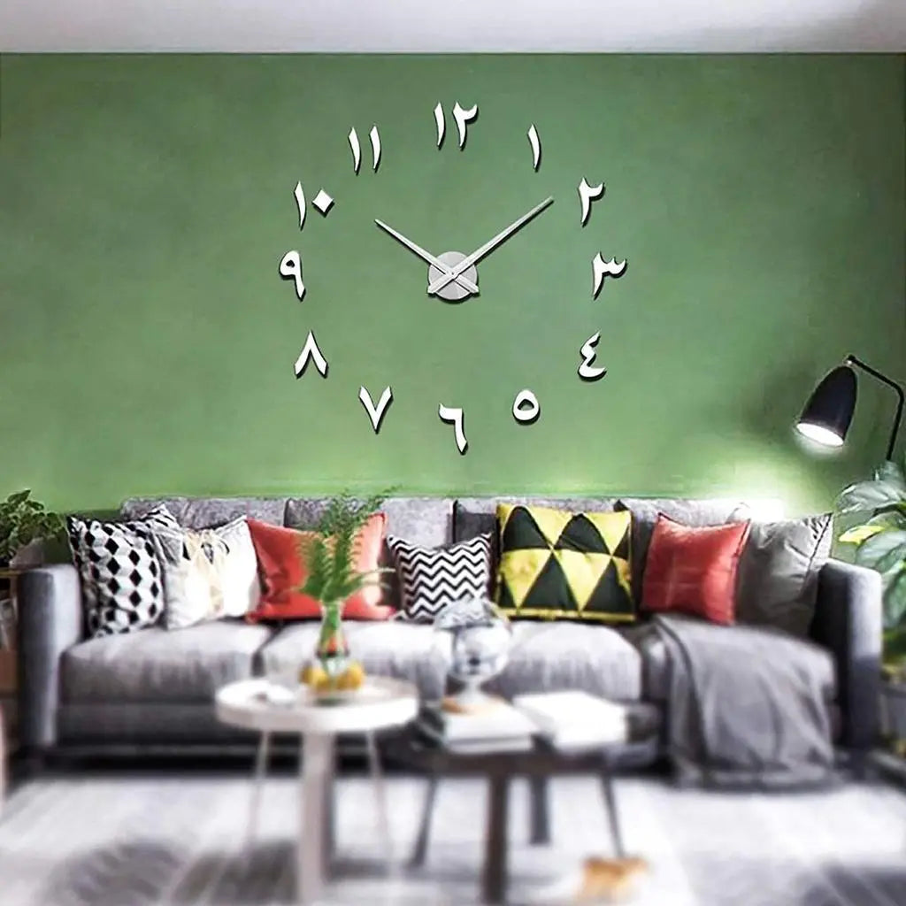 Large DIY Wall Clock Modern 3D Wall Clock With Arabic Number None