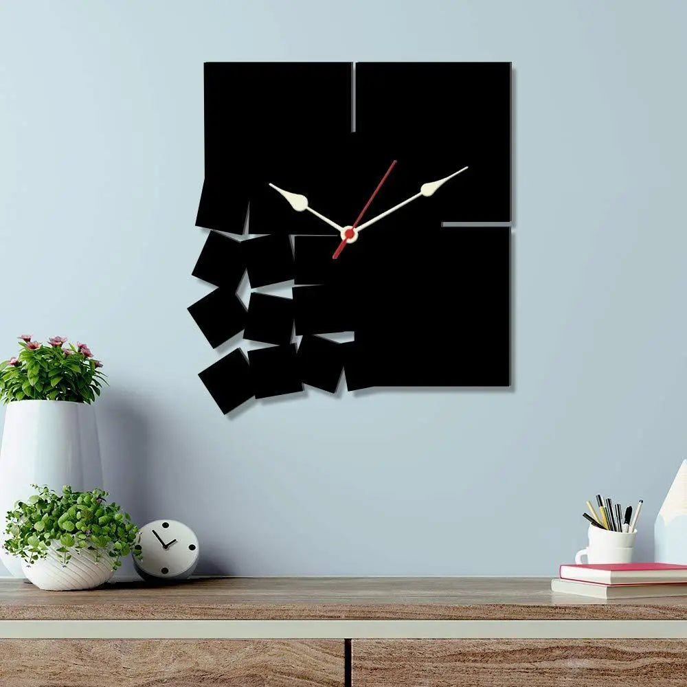 Minimal Broken Blocks 3D Acrylic Wall Clock None