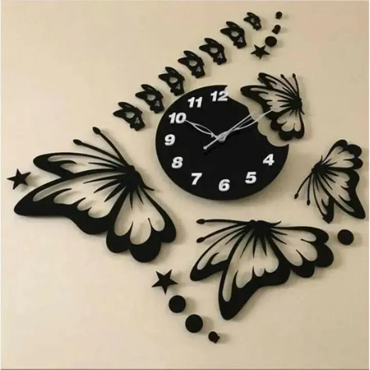 Butterflies and Stars Wall Clock None