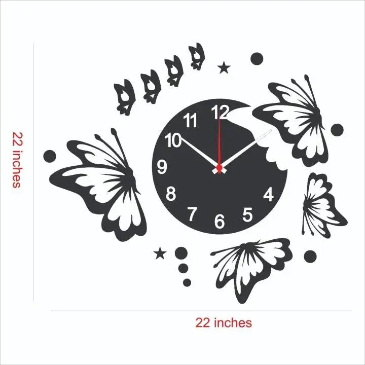 Butterflies and Stars Wall Clock None