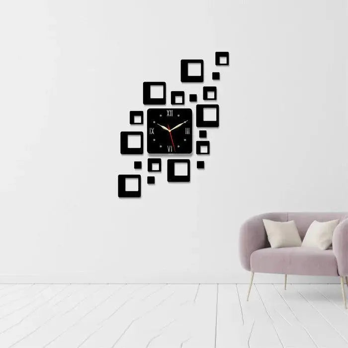 3D Boxes Wall Clock - Modern Home & Office Decor None