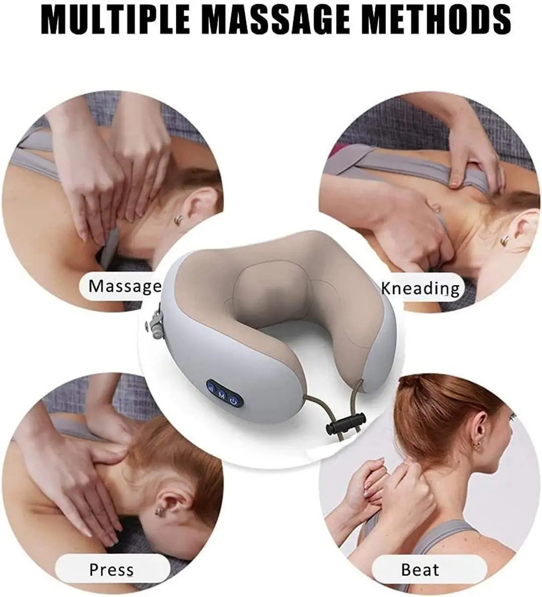 Rechargeable U Shaped Electric Travel Neck Massage Pillow None