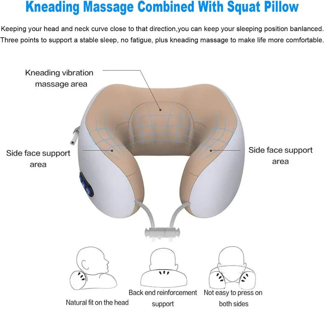 Rechargeable U Shaped Electric Travel Neck Massage Pillow None