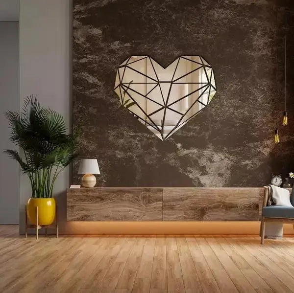 Acrylic Heart Mirror Wall Stickers None