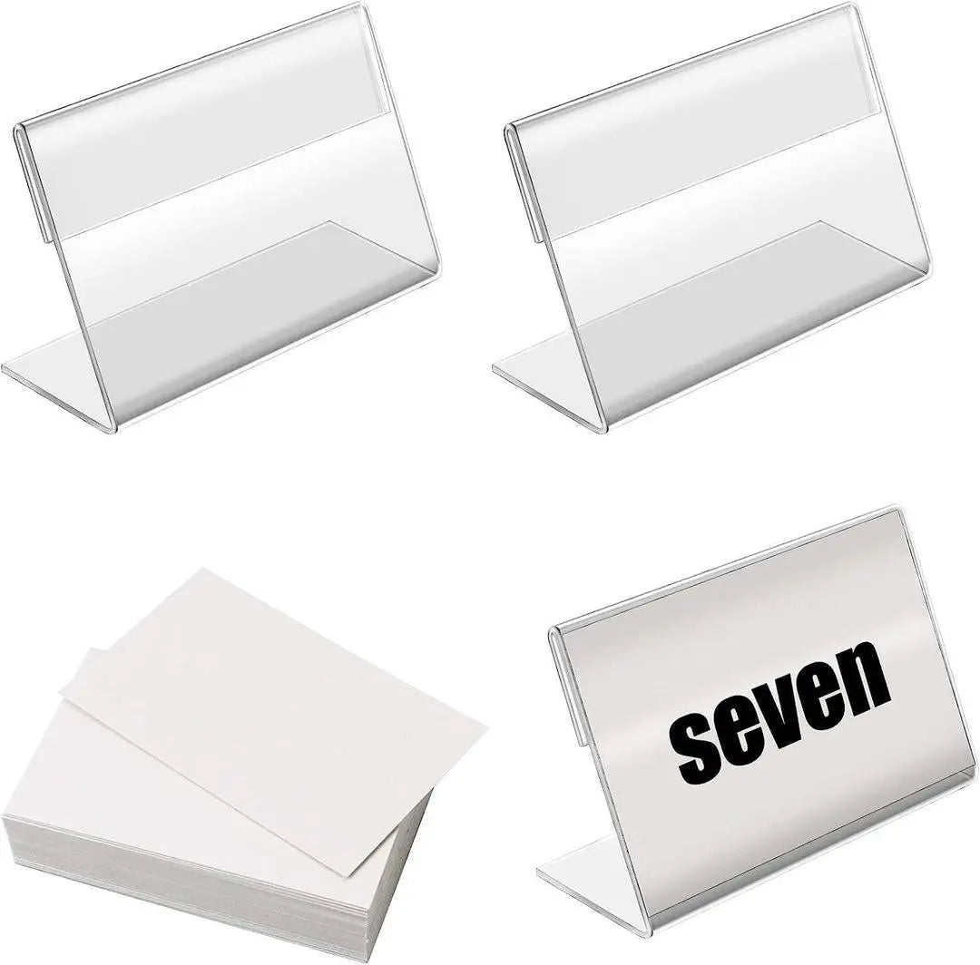 Set of 10 Mini Clear Acrylic L-Shape Sign Display Holders None