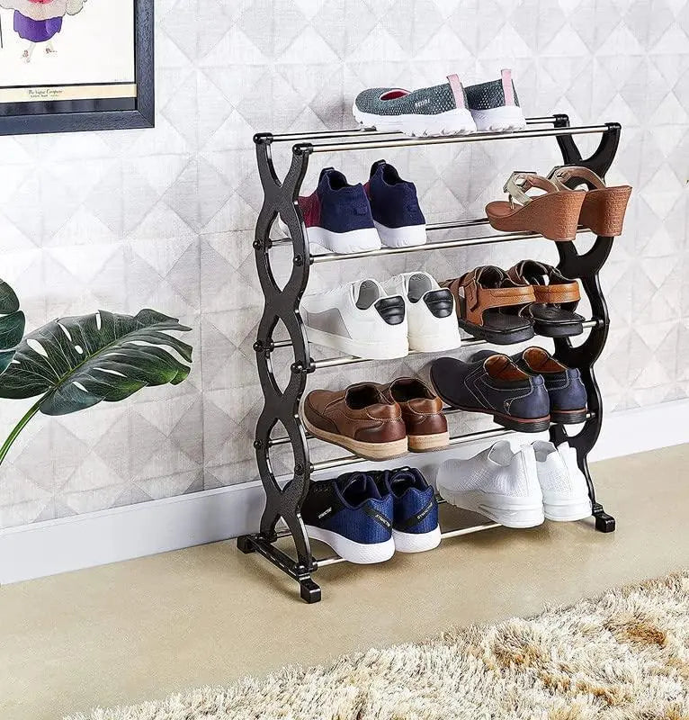 5-Tier Adjustable Shoe Rack Storage for 25 Pairs, Black None