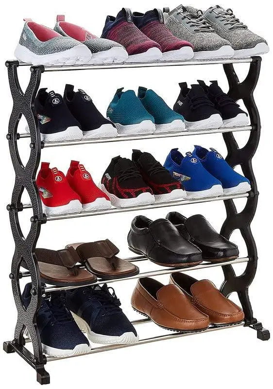 5-Tier Adjustable Shoe Rack Storage for 25 Pairs, Black None