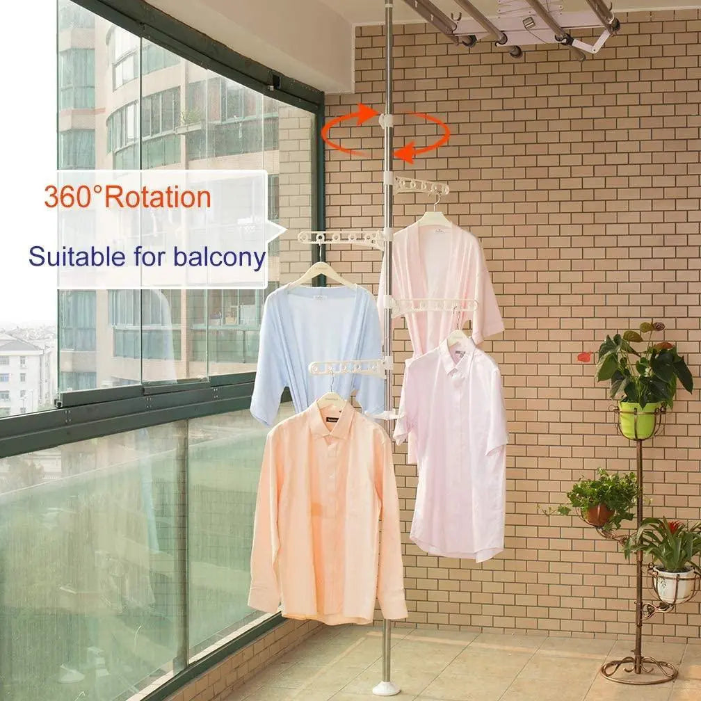 3-Tier Adjustable Vertical Laundry Pole & Garment Rack None