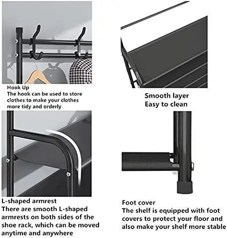 4-Tier Multipurpose Rack for Clothes, Coats, and Shoe Storage None