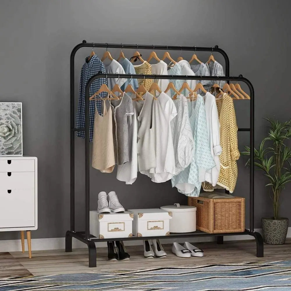 Shelf Storage Stand for Clothes Hanging and Shoe Organizing - Genmarty