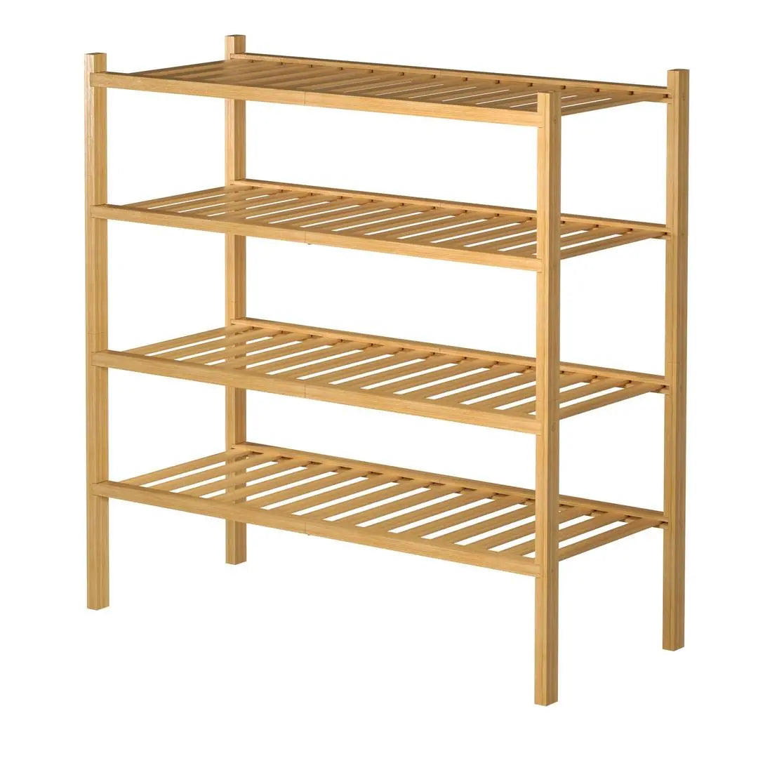 4-Tier Free Standing Stackable Bamboo Shoe Rack None