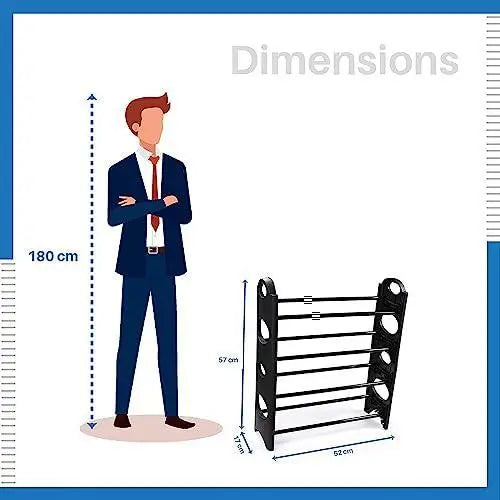 Foldable Lightweight Plastic Shoe Rack with 4 Shelves & Iron Rods None