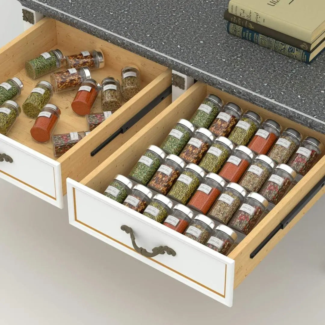 4-Tier Acrylic Spice Rack Drawer Organizer for Kitchen Cabinets None