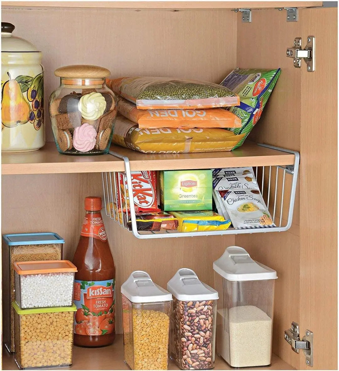 Multifunctional Under-Shelf Storage for High Cabinets None