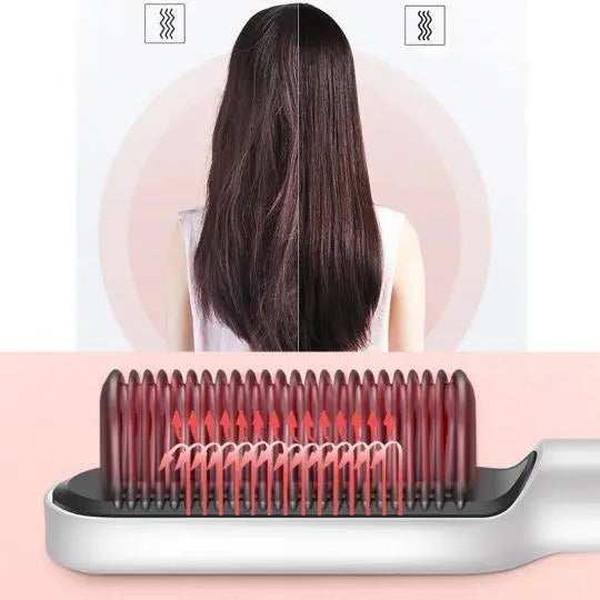 5-Level Heat Hair Straightening & Curling Brush None