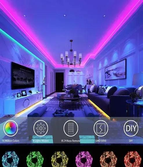 RGB LED Strip Lights with Remote - Room & Wall Decoration None