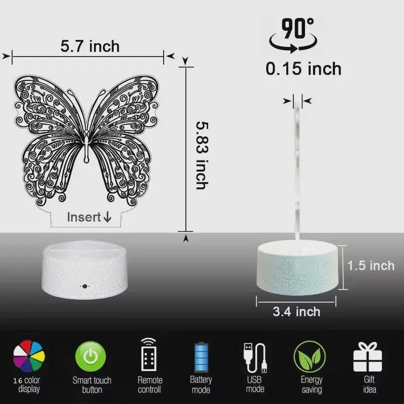 3D Acrylic Light Butterfly Lamp None