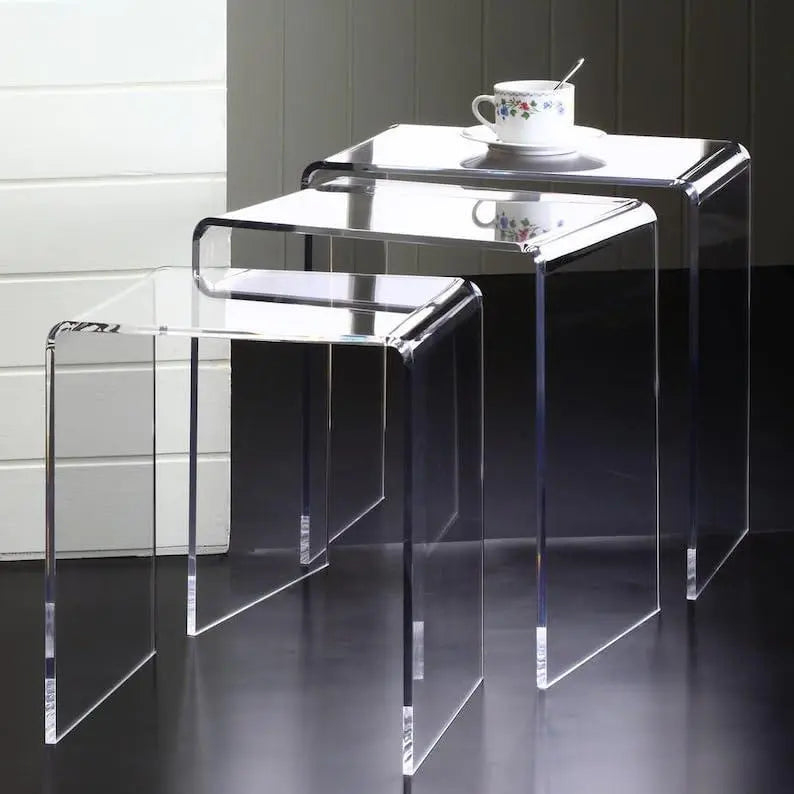 Acrylic Nesting Coffee Table - Portable & Modern Table Set None