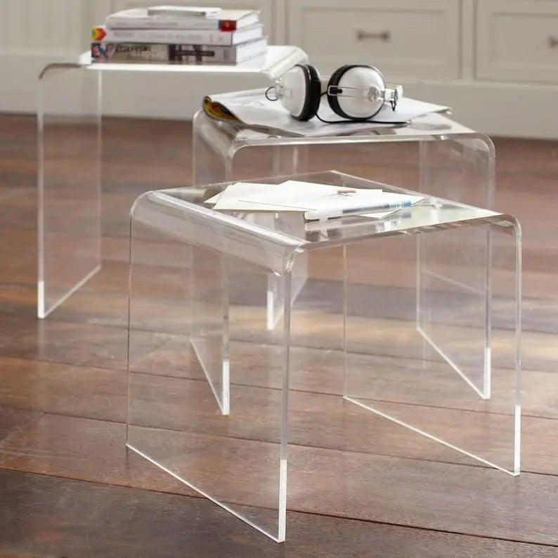 Acrylic Nesting Coffee Table - Portable & Modern Table Set None