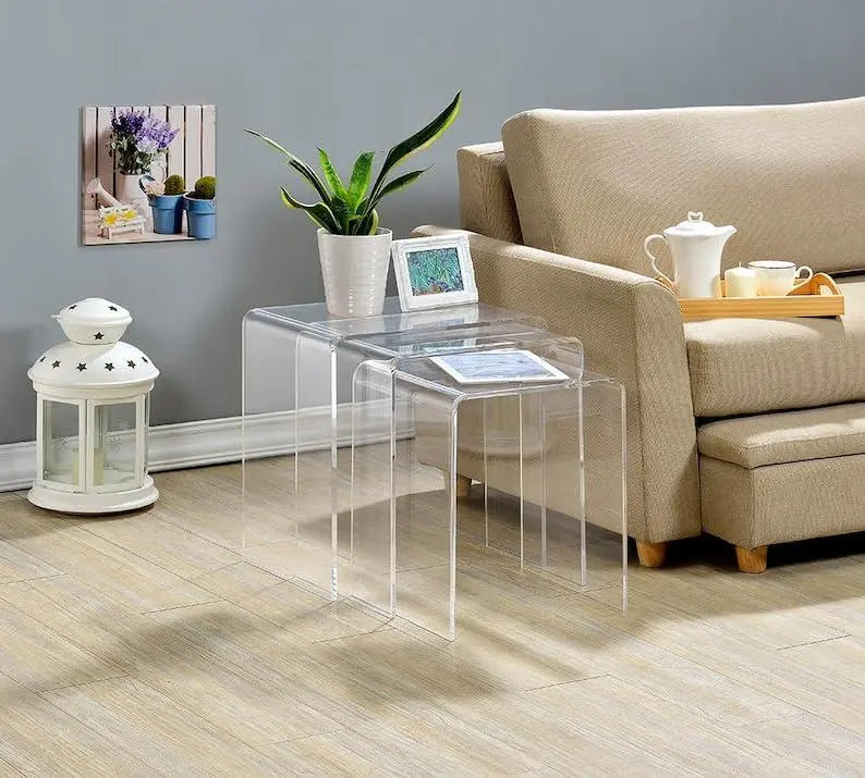 Acrylic Nesting Coffee Table - Portable & Modern Table Set None