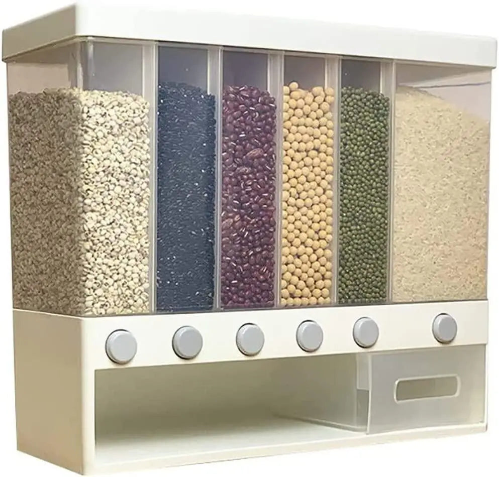 Adjustable 6-Grid Wall-Mounted Storage for Dry Grains - Genmarty