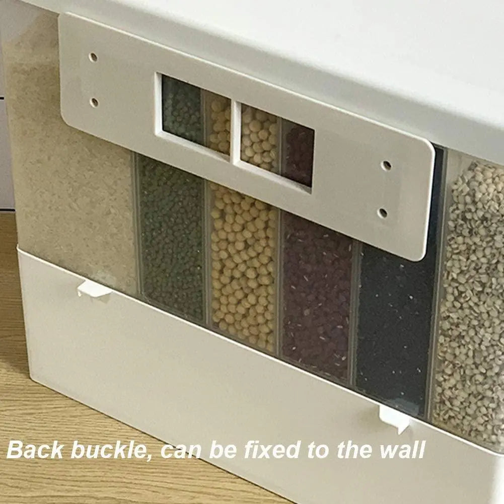 Adjustable 6-Grid Wall-Mounted Storage for Dry Grains - Genmarty