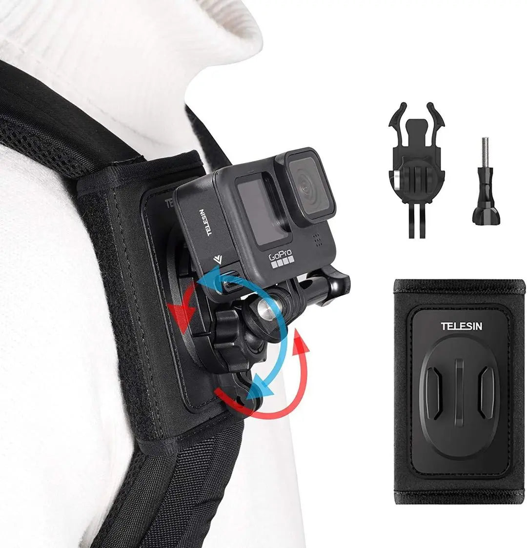 TELESIN Action Camera Backpack Strap With 360 Rotatable J Hook Mount, 21040202 TELESIN