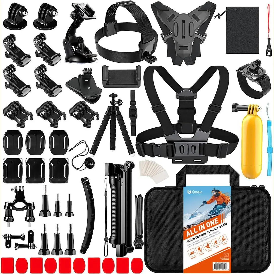 65 Pcs iGeek Action Camera Accessories Kit For GoPro HERO13 Insta360 DJI Osmo, 22081202 TELESIN