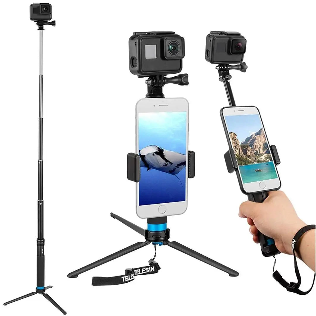 TELESIN Selfie Stick Monopod With Tripod Mount For GoPro HERO DJI Osmo Insta360, 20121303 TELESIN