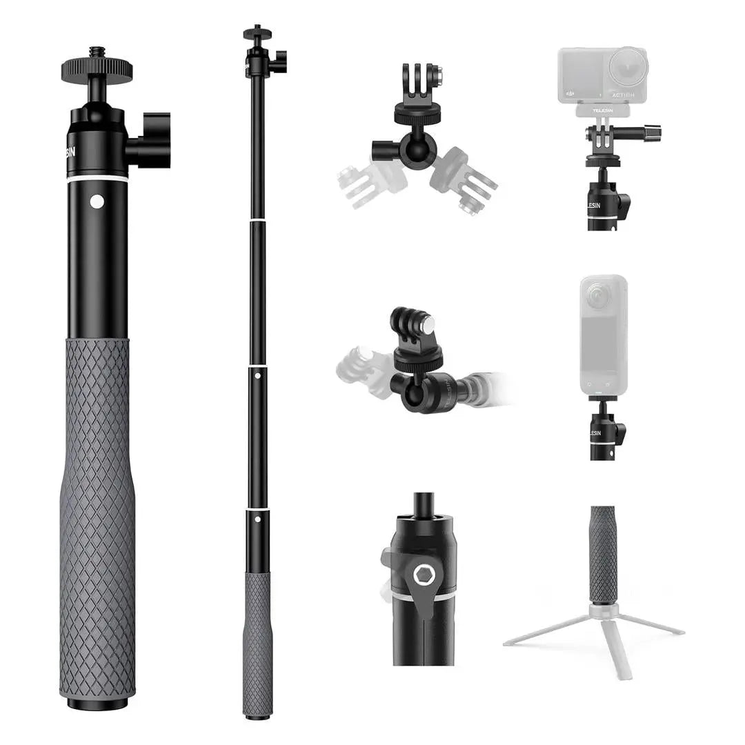 TELESIN Waterproof Selfie Stick With 360 Degree Ball Head For GoPro DJI Osmo, 24011401 TELESIN