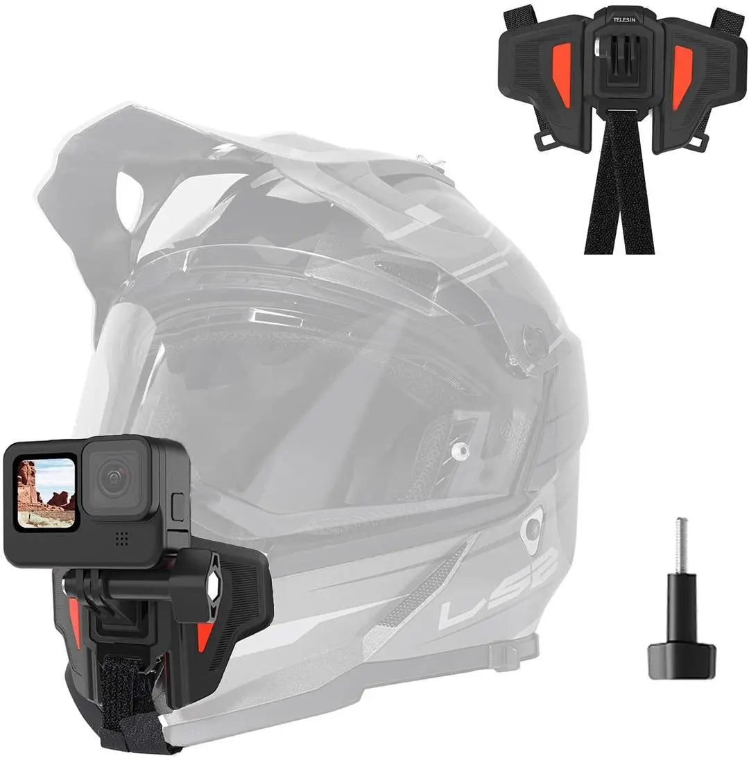 TELESIN Upgraded Motorcycle Helmet Chin Mount For GoPro Insta360 DJI Osmo (Orange), 21070602 TELESIN